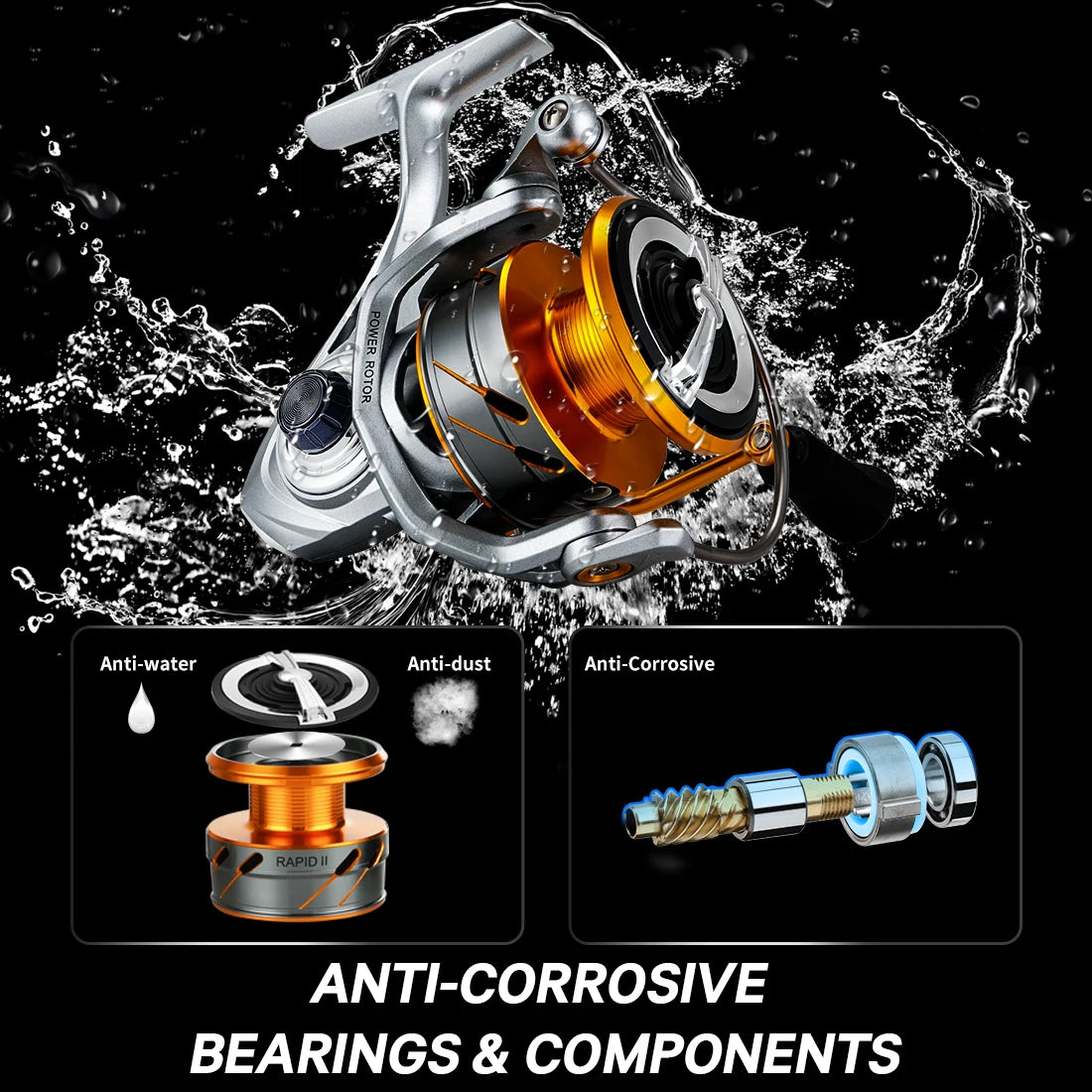 Anti-Corrosive Spinning Reel – 6.2:1/4.7:1, 2000–6000 Series