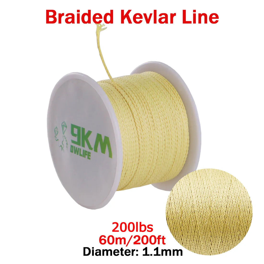 9KM DWLIFE Kevlar Braided Fishing Line – 0.8mm to 3.5mm Wear-Resistant Outdoor Assist Line