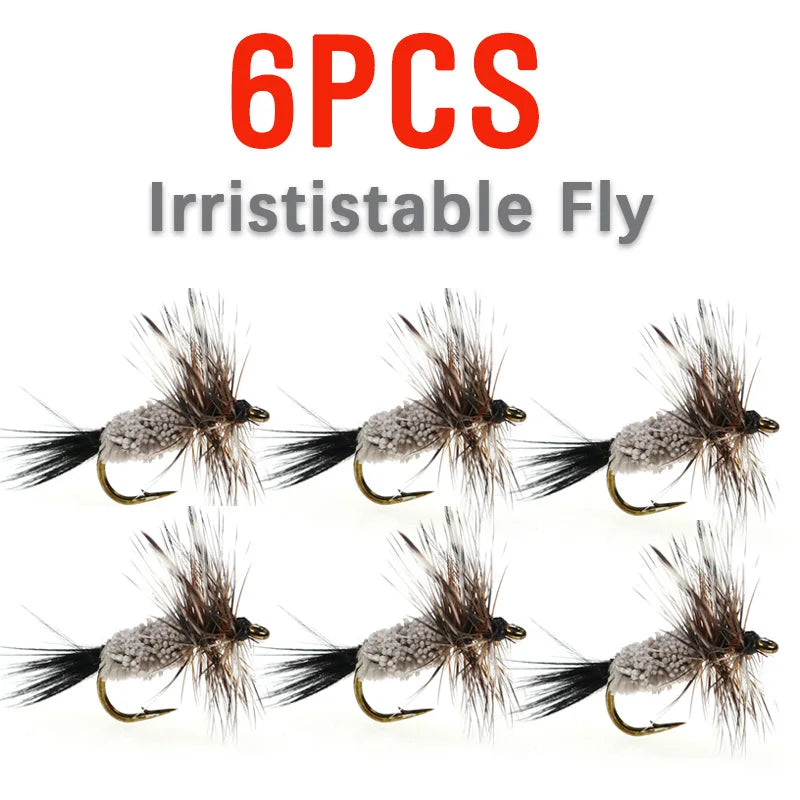 6PCS Deer Hair Irresistible Fly Set – Red Humpy, Parachute Adams, Top Trout Dry Fly Patterns