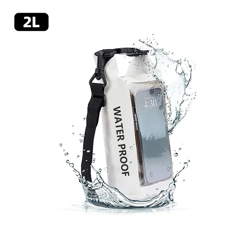 2L PVC Waterproof Dry Bag with Touch Screen Shoulder Strap