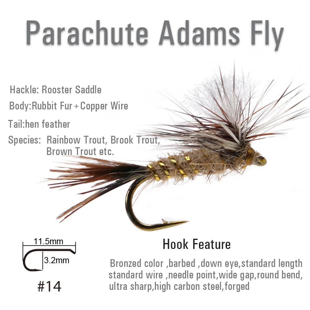 6PCS Deer Hair Irresistible Fly Set – Red Humpy, Parachute Adams, Top Trout Dry Fly Patterns
