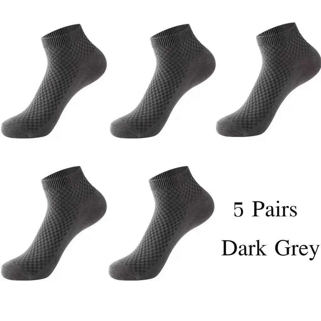 5 Pairs Bamboo Ankle Socks – Breathable Antibacterial Socks for Adults