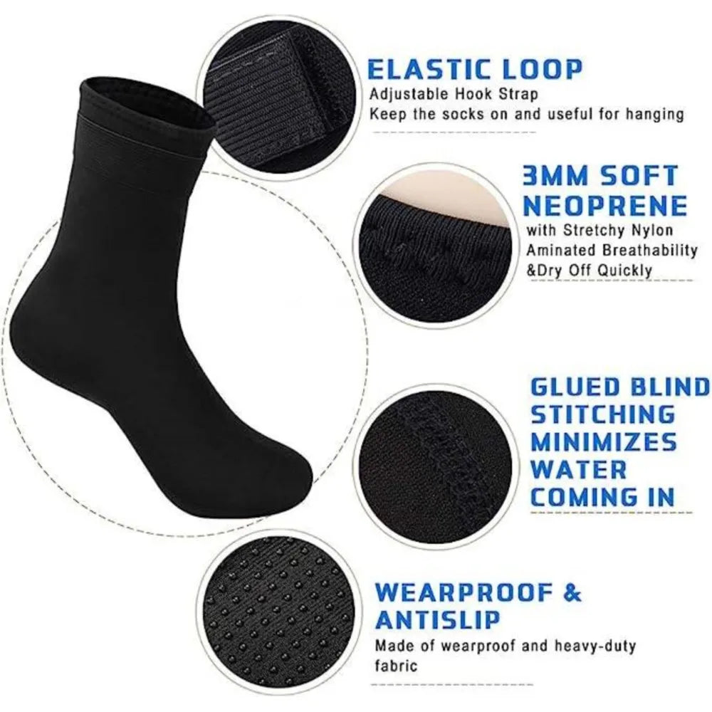 5mm Neoprene Socks for Diving, Swimming & Snorkeling – Non-Slip, Warm Wetsuit Socks for All Seasons