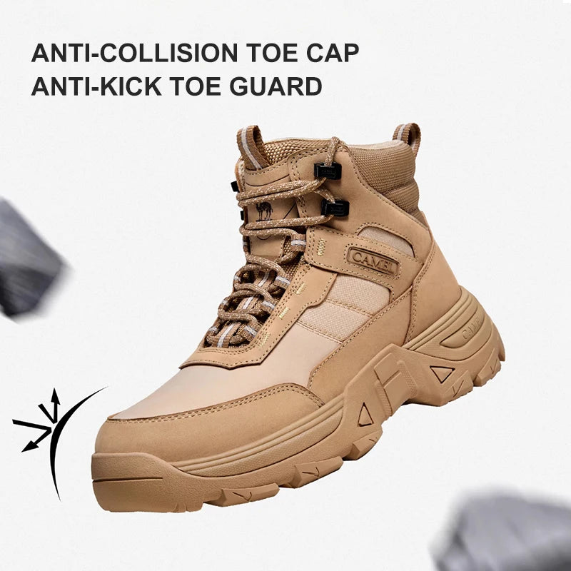 GOLDEN CAMEL Men’s Waterproof Hiking Boots – Tactical Trekking Footwear for Outdoor Work