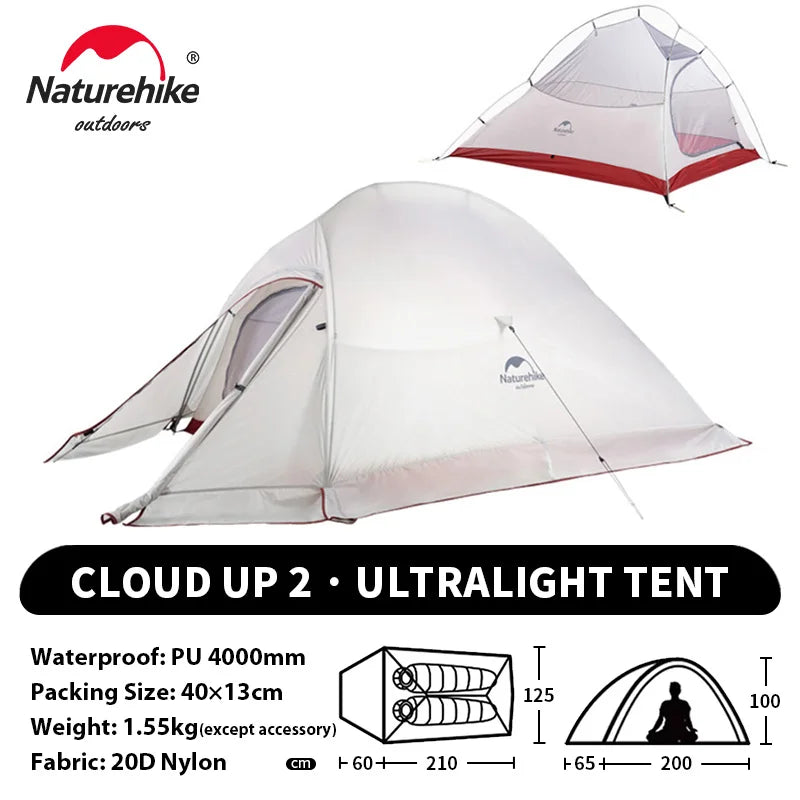 NATUREHIKE Cloud Up 2 Ultralight Waterproof Trekking Tent for Two-Person Camping & Hiking