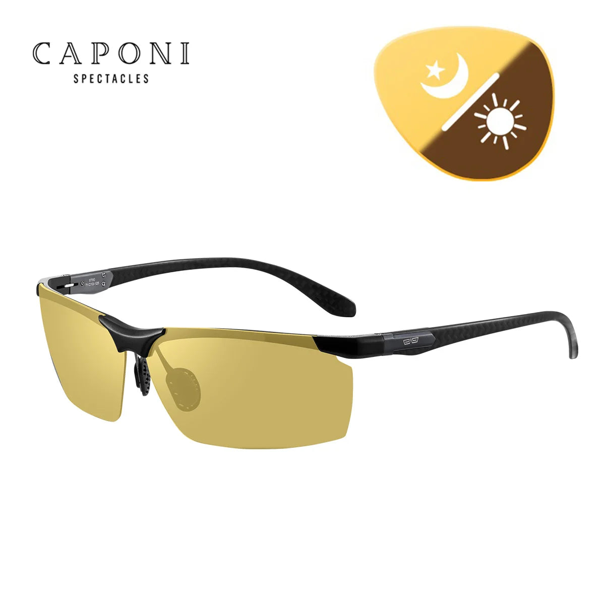 CAPONI Photochromic Night Vision Sunglasses – UV400 HD Polarised Driving Sports Glasses