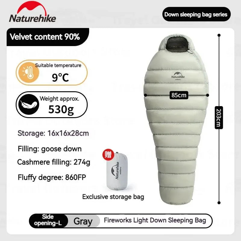 NATUREHIKE Ultralight 860FP Goose Down Mummy Sleeping Bag – Compact, Waterproof & Winter-Ready