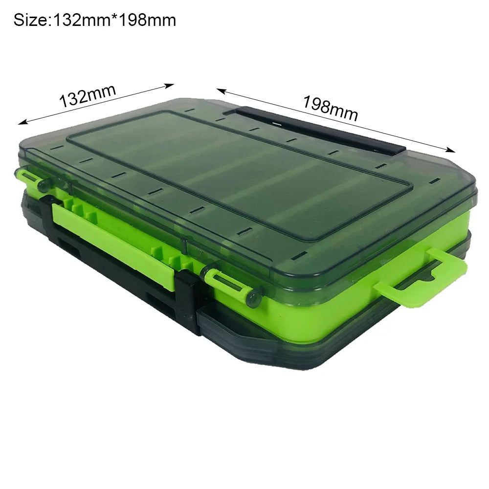 Double-Sided Fishing Tackle Box with 12–14 Compartments