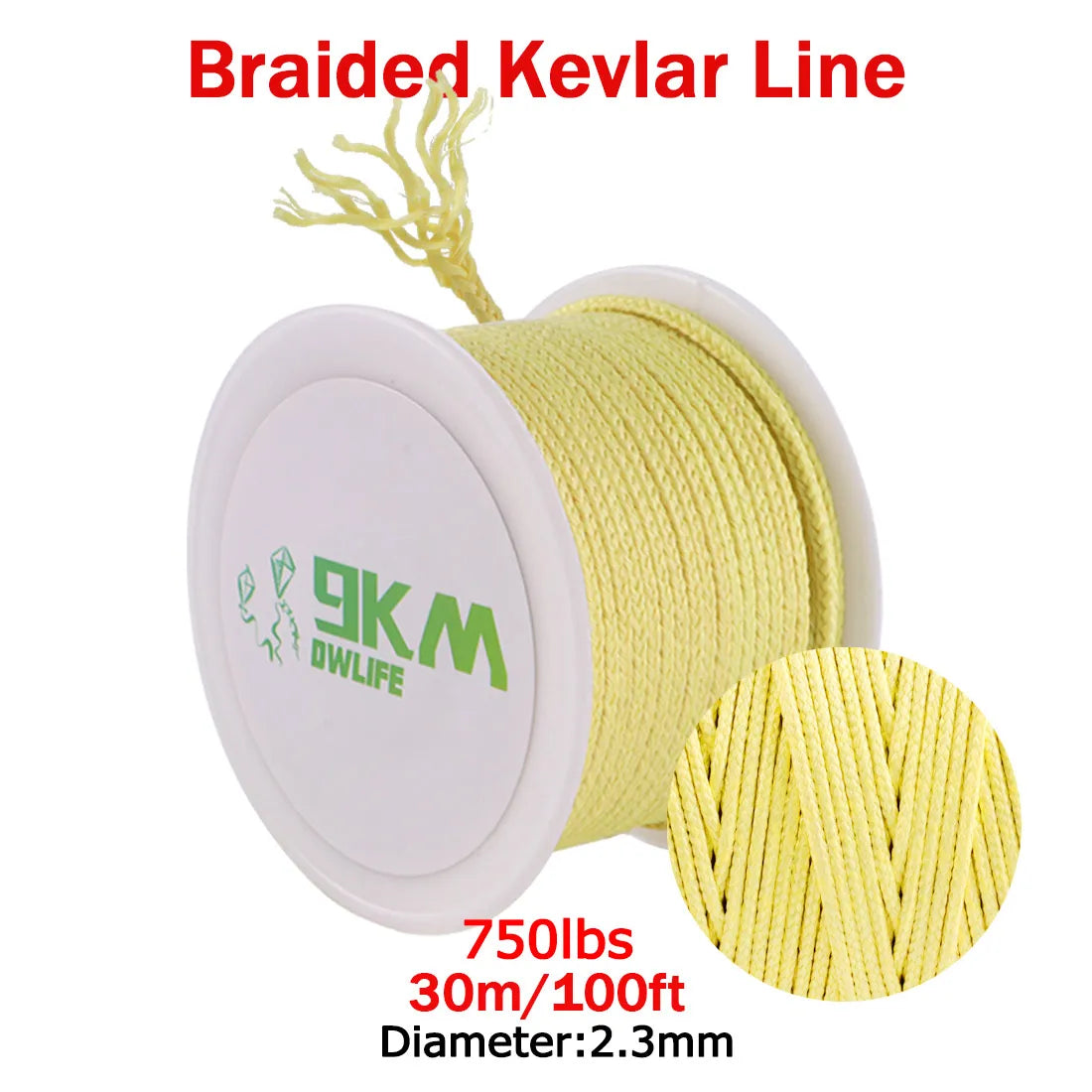 9KM DWLIFE Kevlar Braided Fishing Line – 0.8mm to 3.5mm Wear-Resistant Outdoor Assist Line
