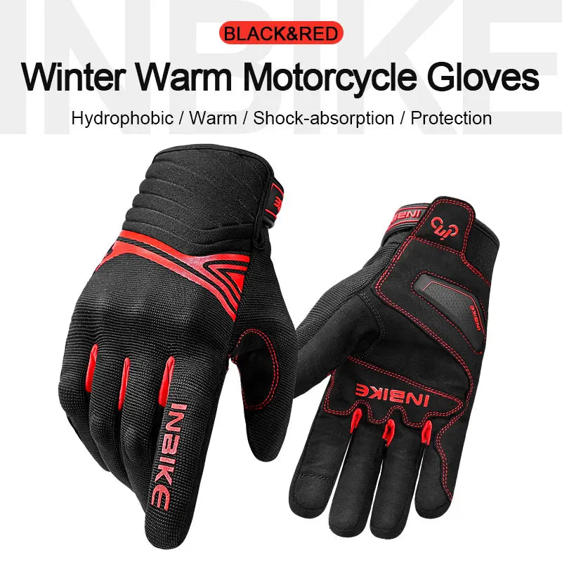 Winter Motorcycle Gloves with Touchscreen and Hard Shell Grip