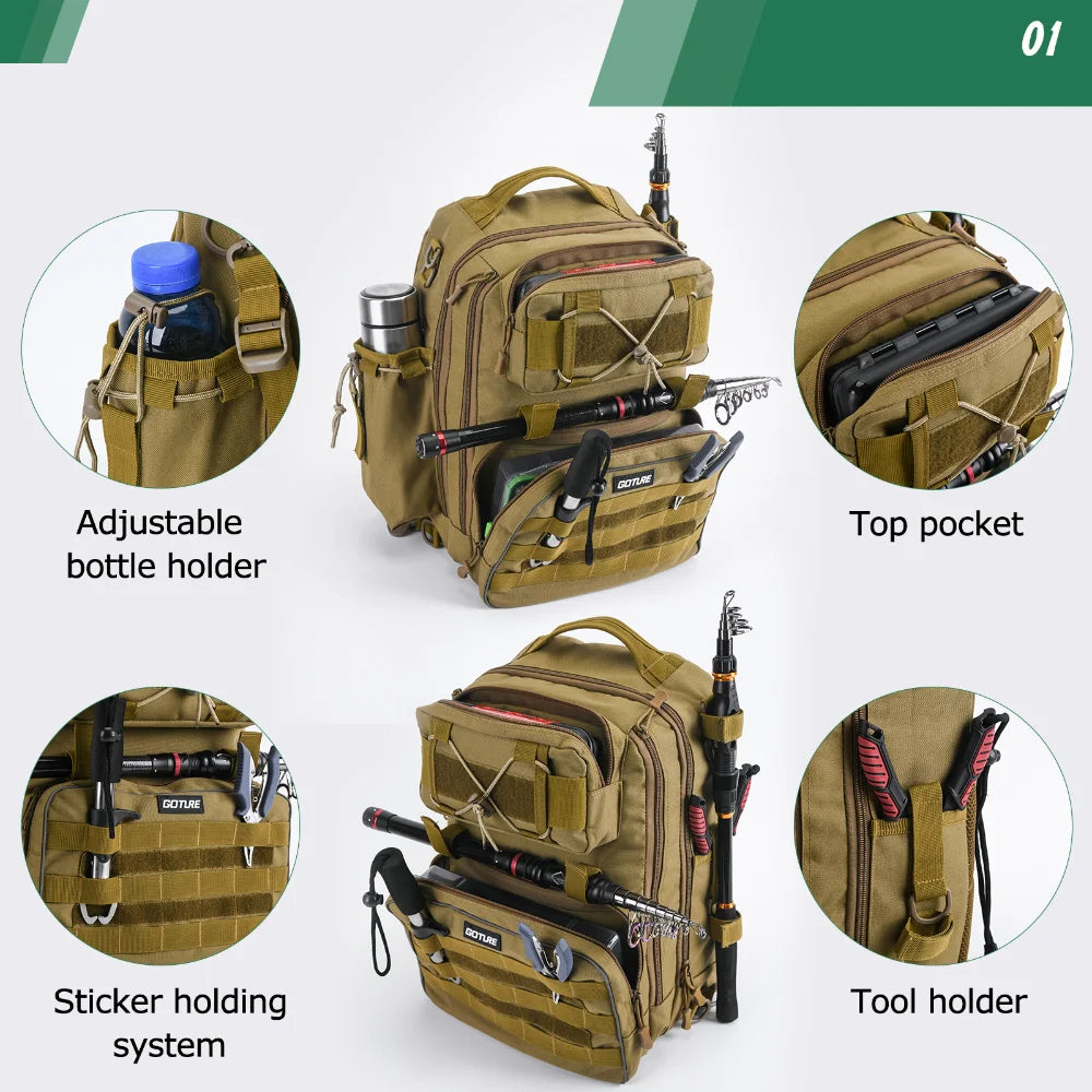 Multifunctional Waterproof Backpack – Large Capacity Tackle Bag For Fishing & Camping