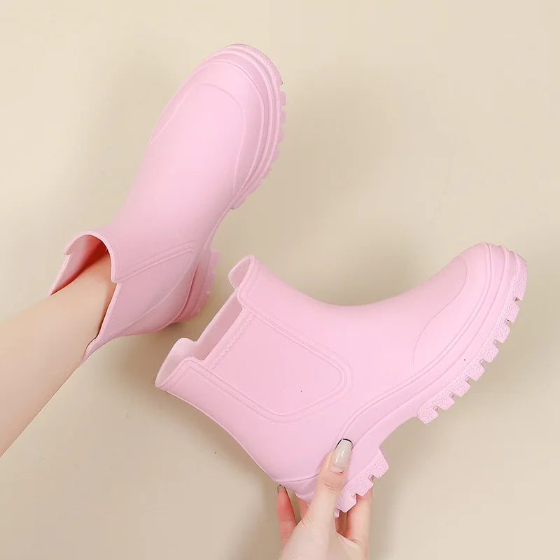 Women’s Waterproof Ankle Rain Boots – Non-Slip Chelsea Style