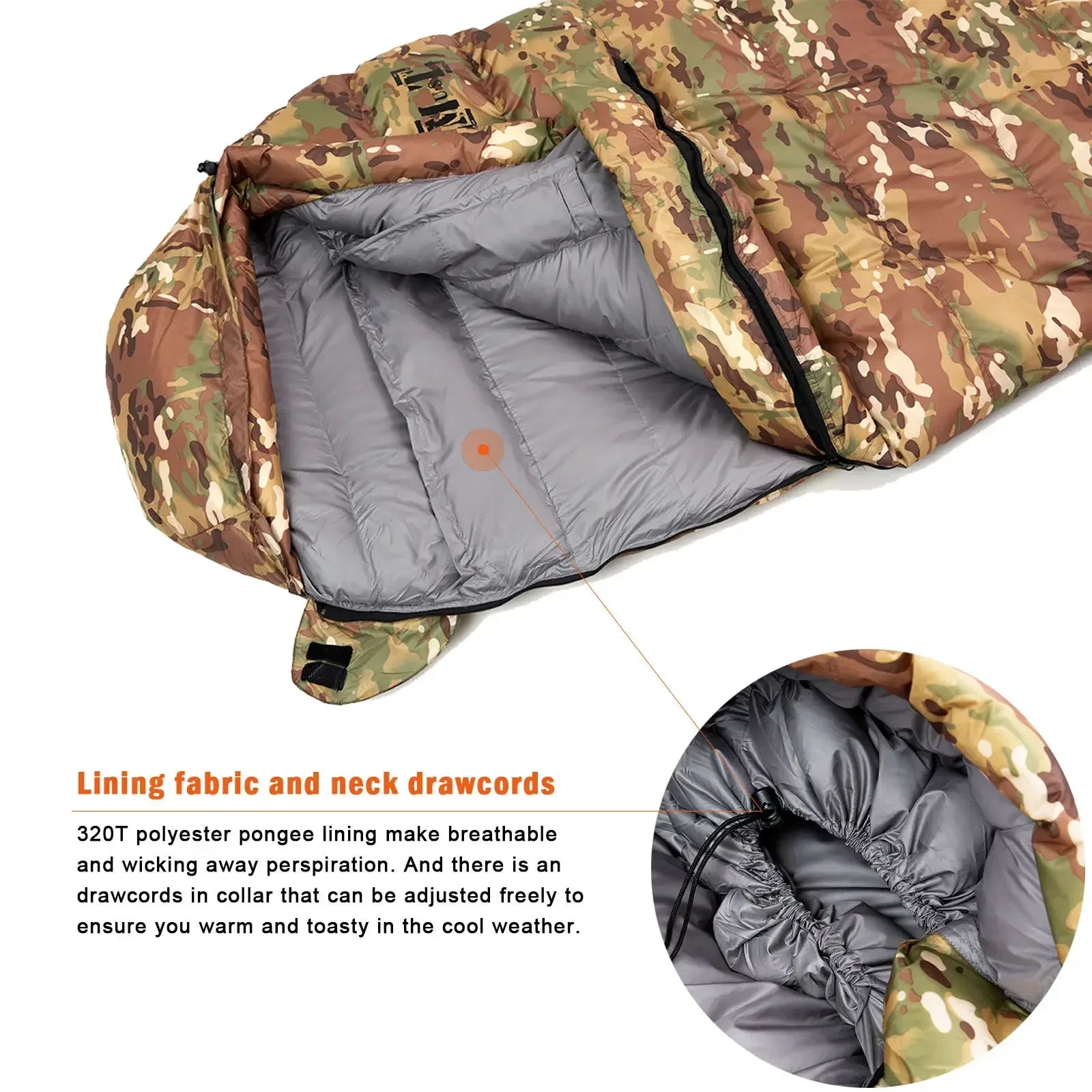 Ranger Down Mummy Sleeping Bag – Anti-Extreme Cold Portable Winter Sleeping Bag, Multicam Camouflage