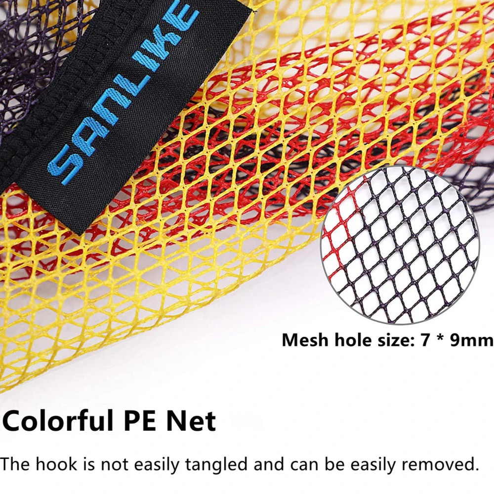 Colorful PE net with a close-up of mesh and Sanlike branding.