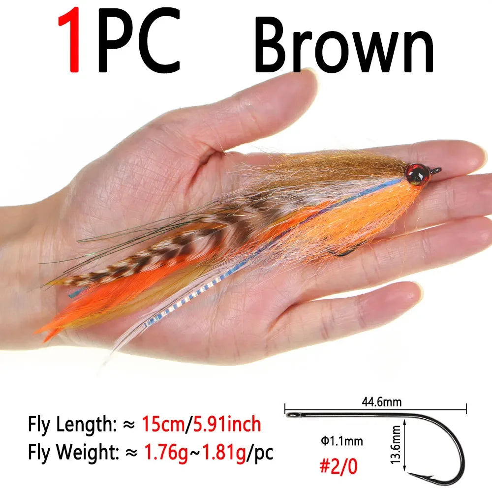 1.8G 15CM Big Streamer Baitfish Fly With 3D Fish Eyes for Trout