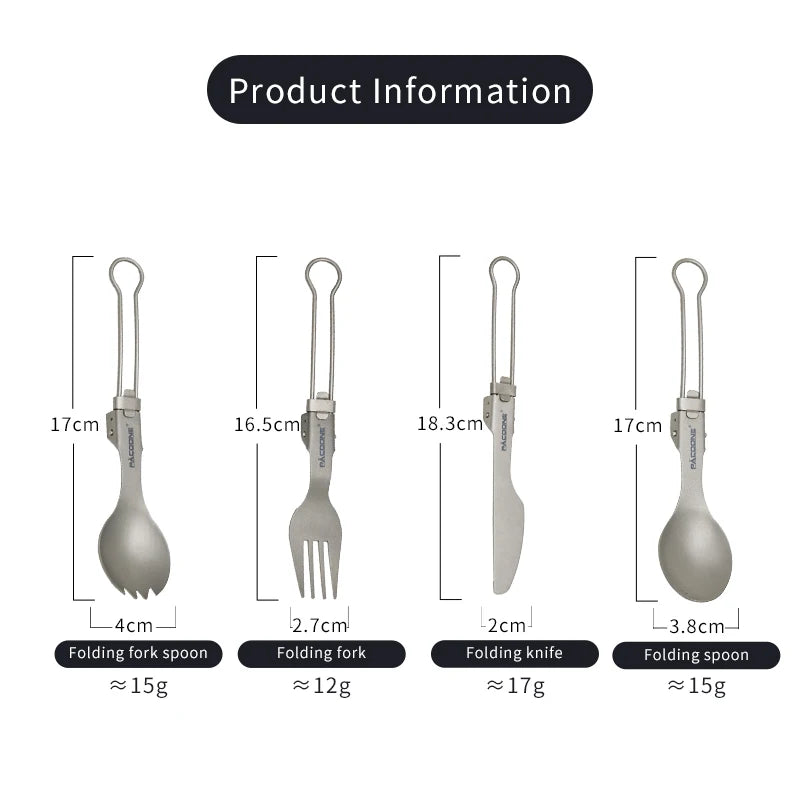 PACOONE Ultralight Titanium Spork – Folding Camping Spoon & Fork for Hiking & Travel