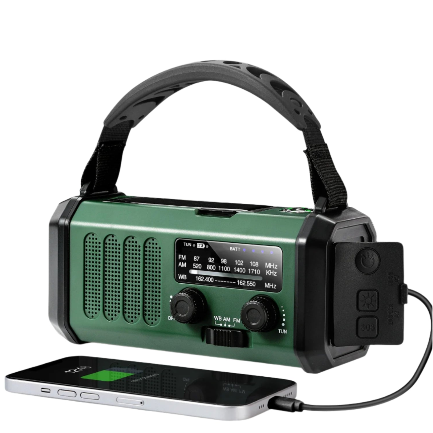 Emergency Radio – Solar & Hand Crank Powered with Am/Fm/Noaa & SOS Alert