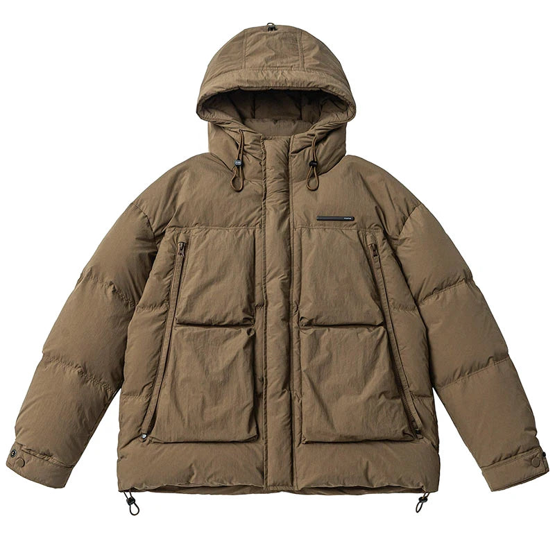 Men's Lightweight Windproof Down Jacket – Casual Winter Puffer Coat with Hood