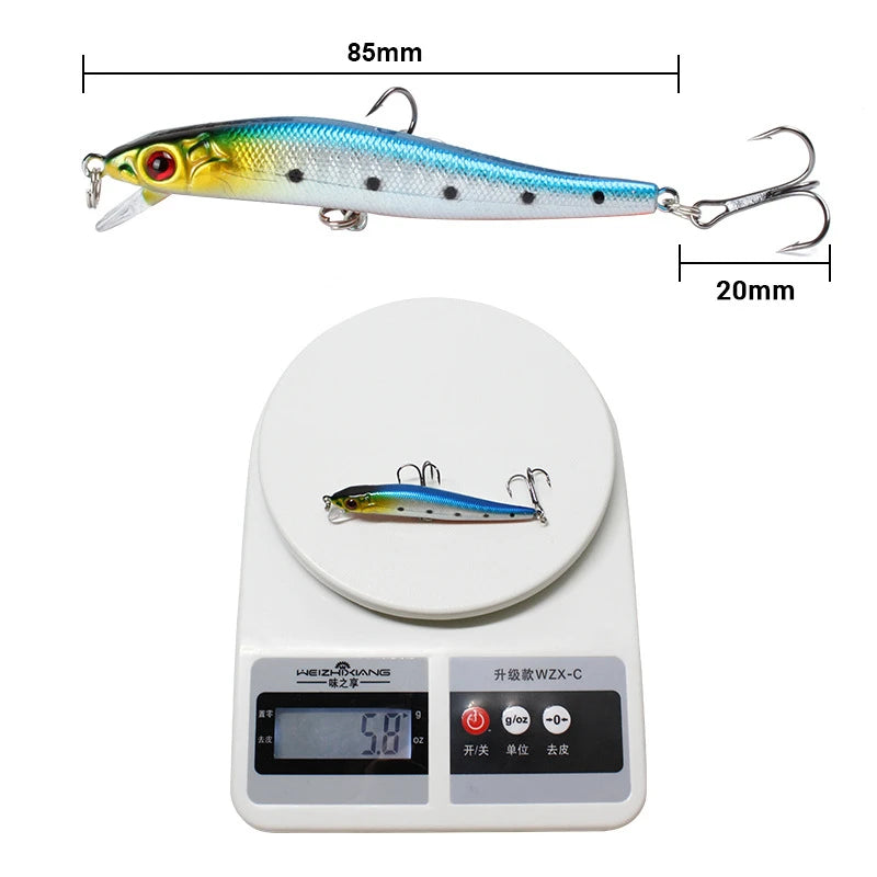 Minnow Crankbait Lure – 8.5cm Wobbler with 3D Eyes