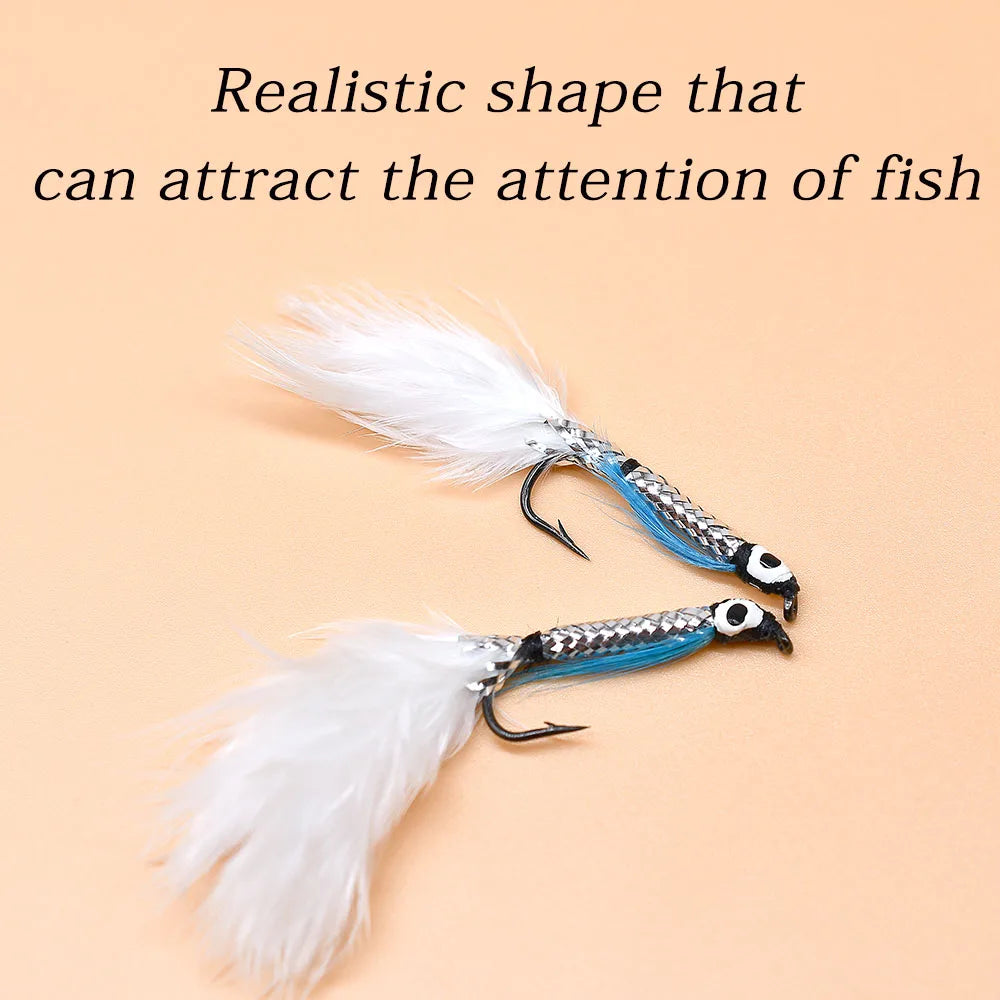 10PCS 4# White Tail Silver Body Streamer Bait Fishing Artificial Lure