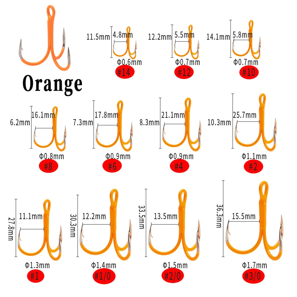 10PCS Luminous Fishing Treble Hooks – Sharp Barbed Triple Hooks for Sea & Freshwater Fishing