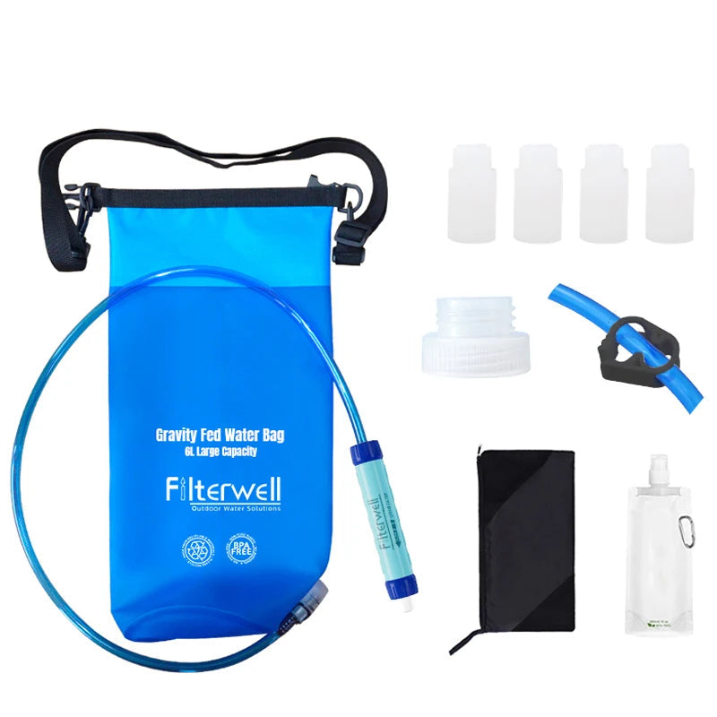 FILTERWELL 6L TPU Waterdrop Gravity Fed Water Bag – Camping, Travel & Emergency