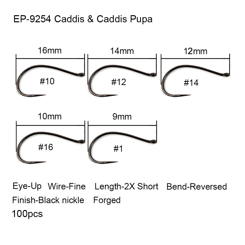 50PCS Competition Barbless Fly Fishing Hooks – Black Nickel