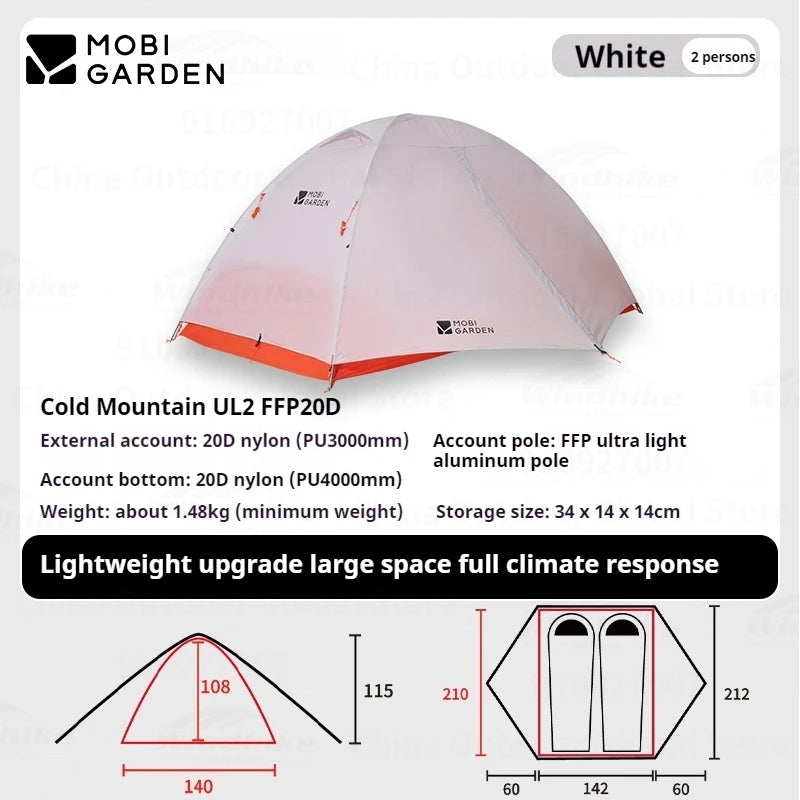 Ultralight Tent for 1-3 Person Camping – Waterproof, Windproof, Backpack Tent