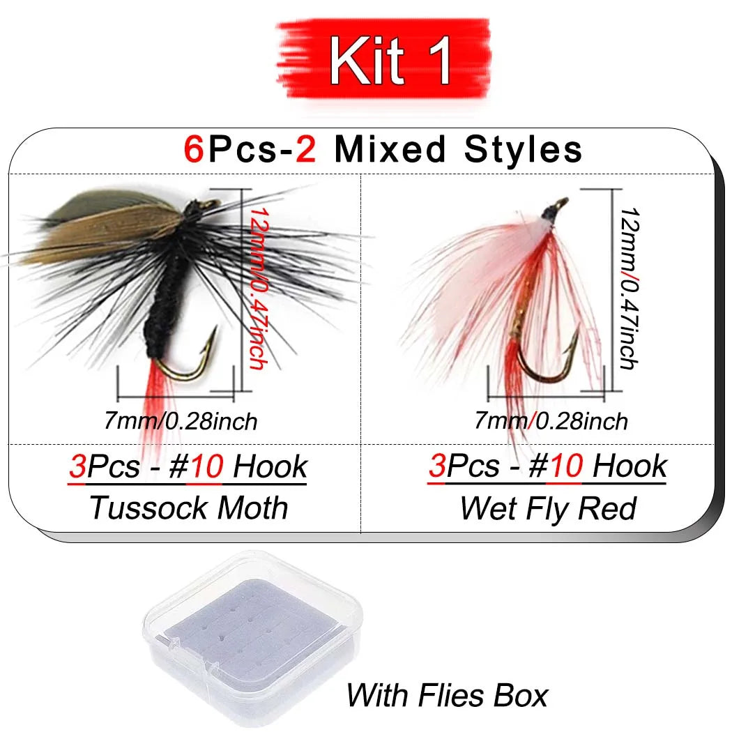 6PCS Fly Fishing Lure Set – Mixed Insect Flies For Trout & Nymph Fishing