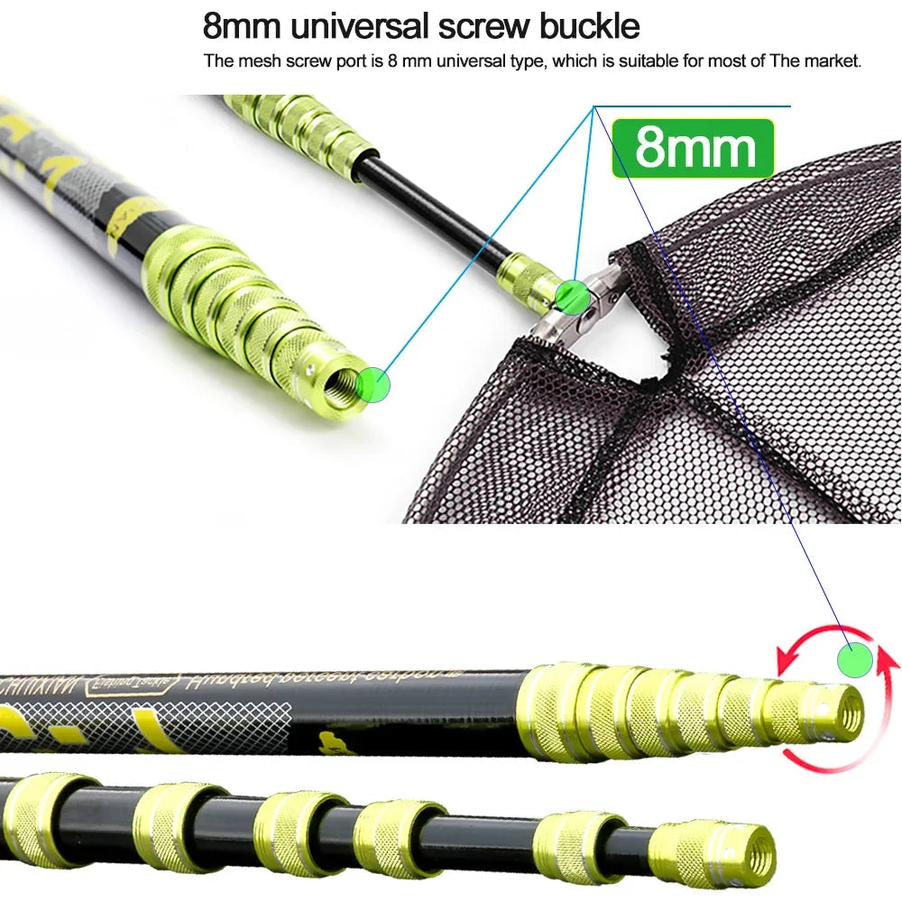 BAKAWA Telescopic Fishing Net - Ultralight Carbon Fiber Handle for Freshwater & Saltwater Fishing