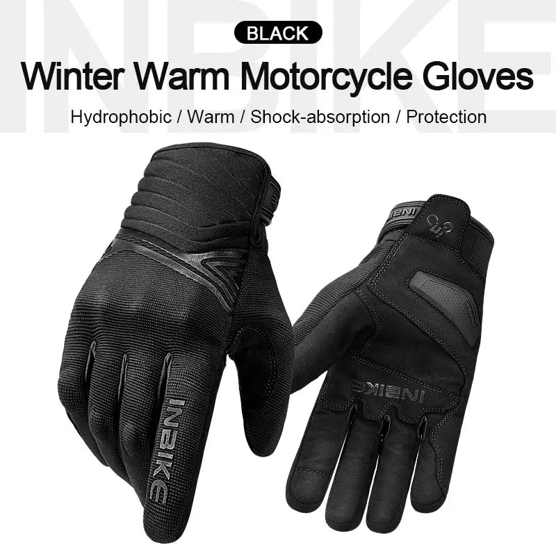Winter Motorcycle Gloves with Touchscreen and Hard Shell Grip