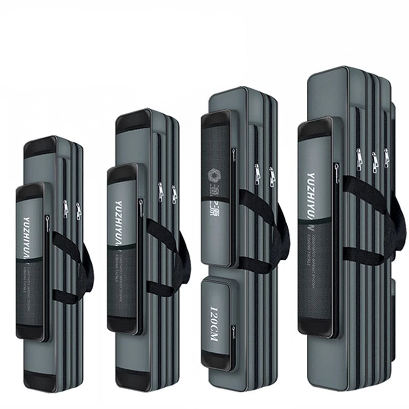 Hardshell Fishing Rod Case with 3-Layer Tool Storage