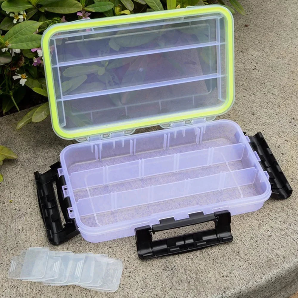 Waterproof Tackle Box with Adjustable Compartments & Clear Lid