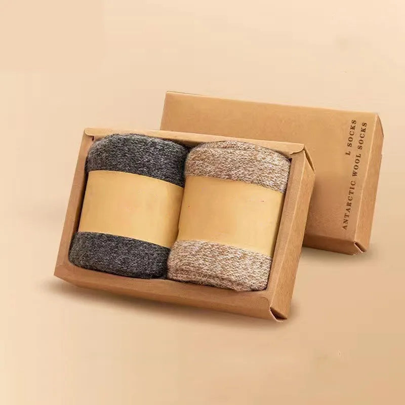 2 Pairs Merino Wool Socks – Thick Mid-Leg Winter Socks for Men