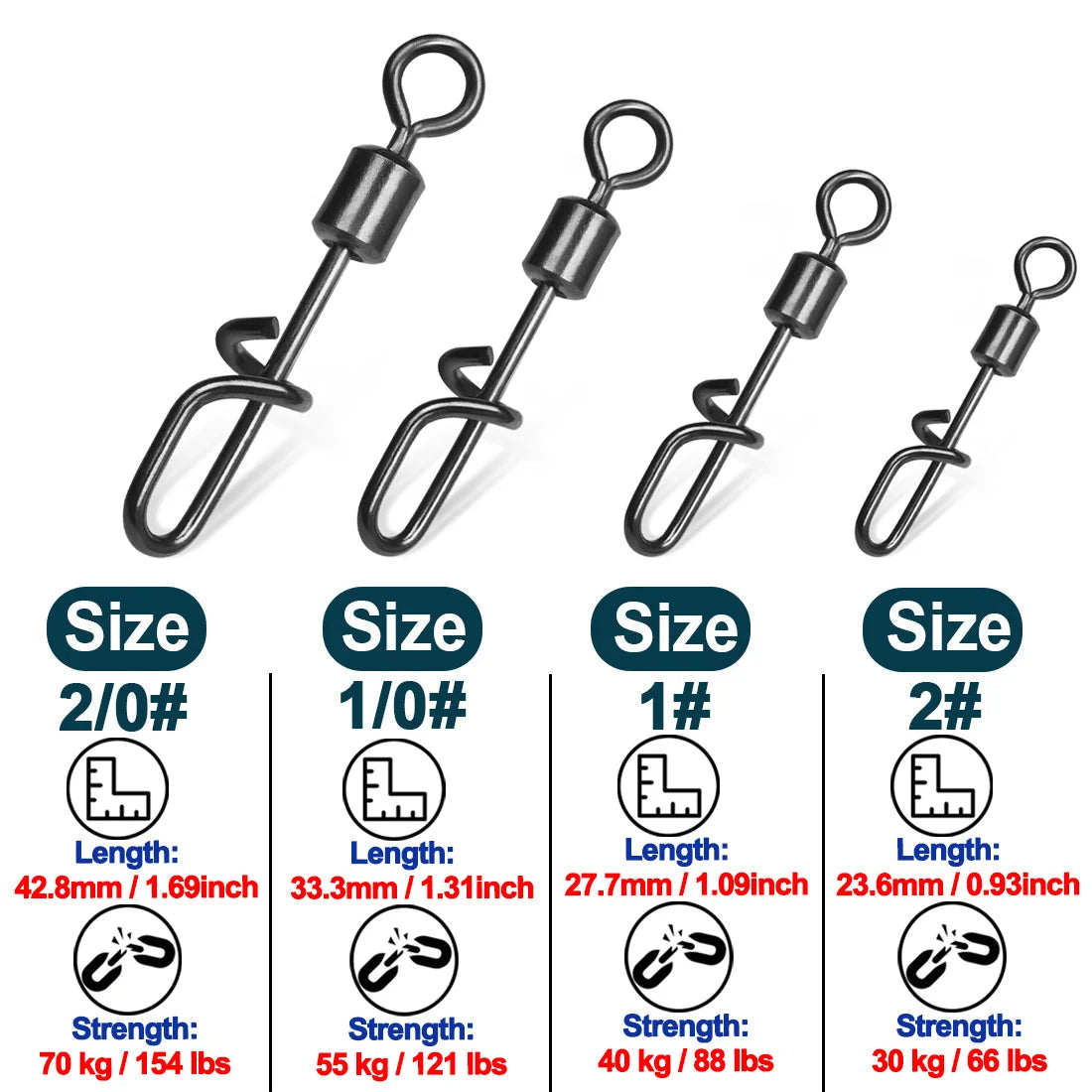 Stainless Steel Snap Fishing Swivels for Saltwater & Freshwater Fishing