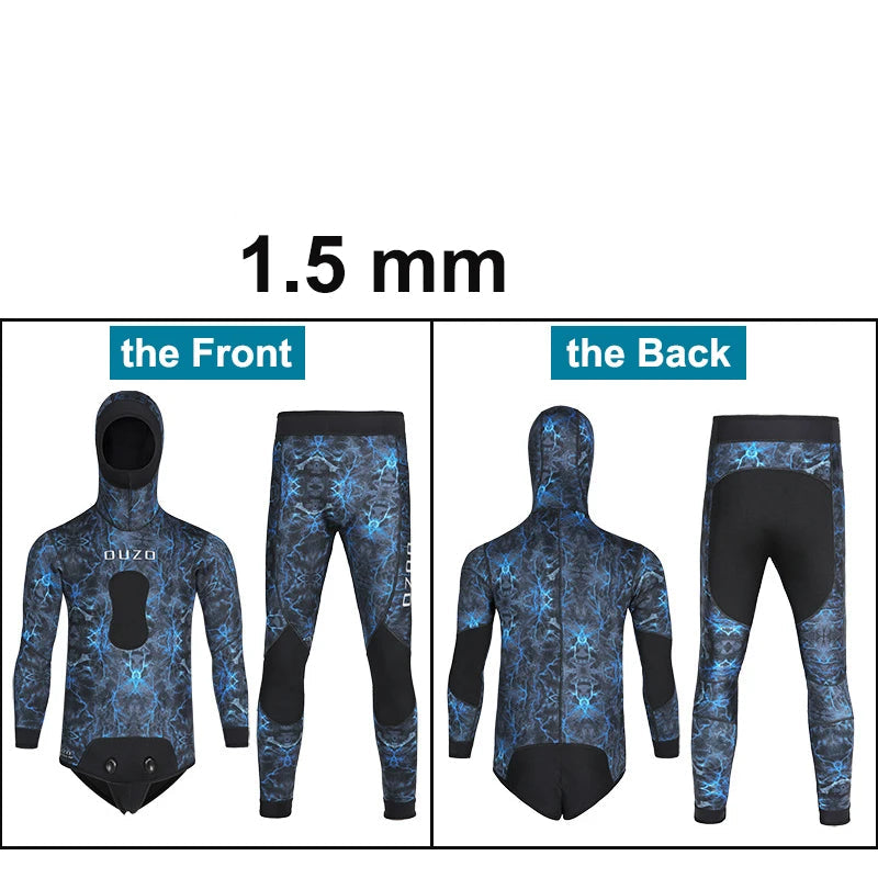 Women's Camo Spearfishing Wetsuit – 1.5mm/3mm Neoprene Two-Piece Diving Suit