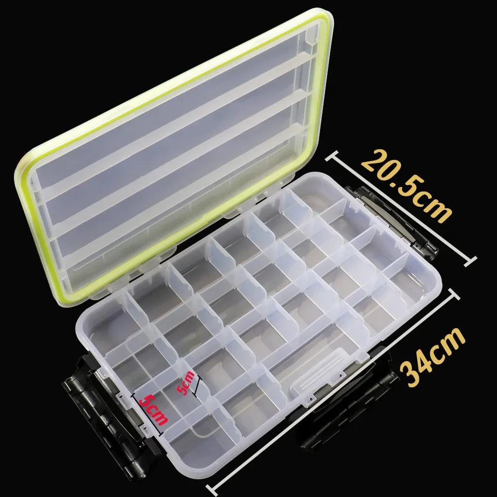 Waterproof Tackle Box with Adjustable Compartments & Clear Lid