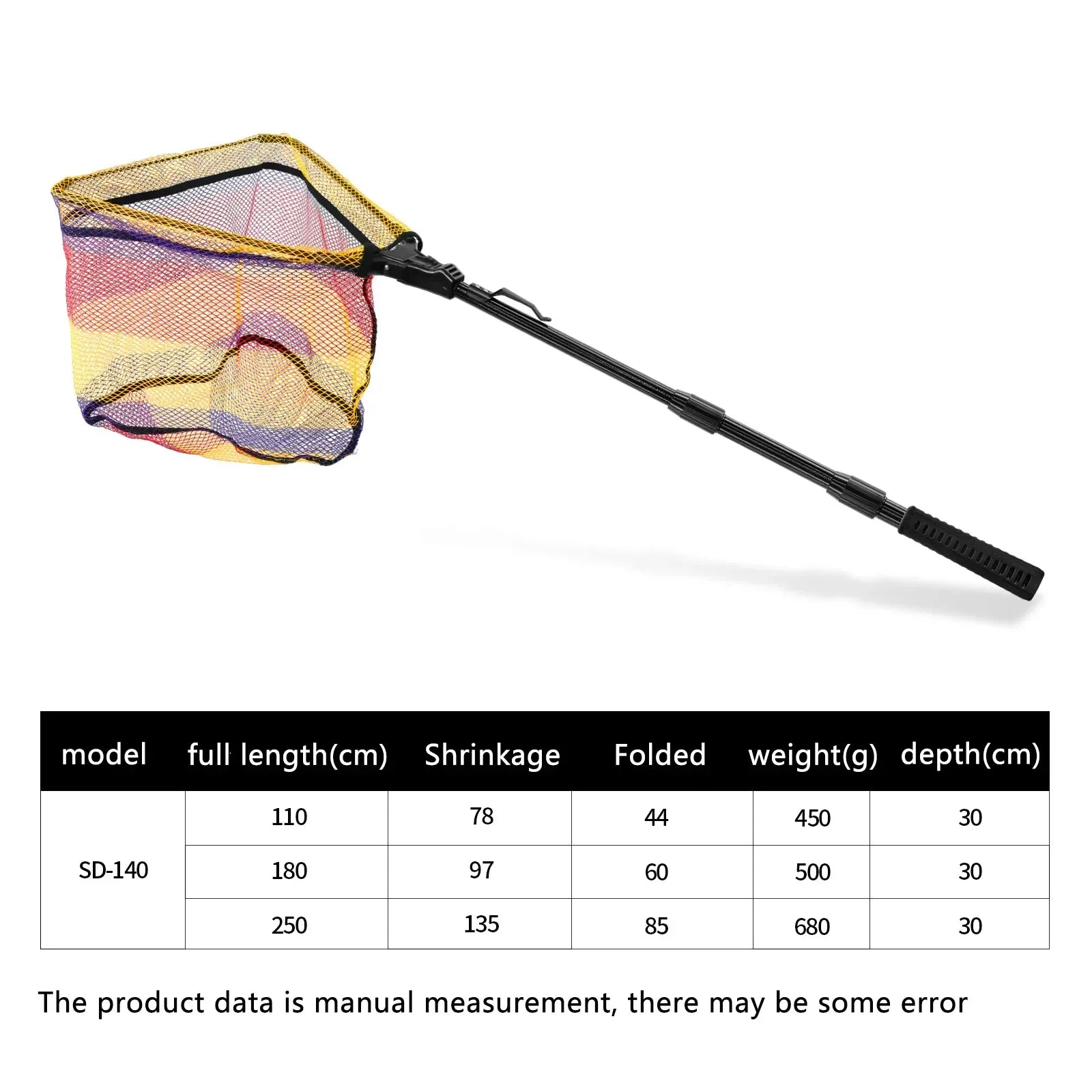 Folding Landing Net with Extra-Long Telescopic Handle – Rubber-Coated Net