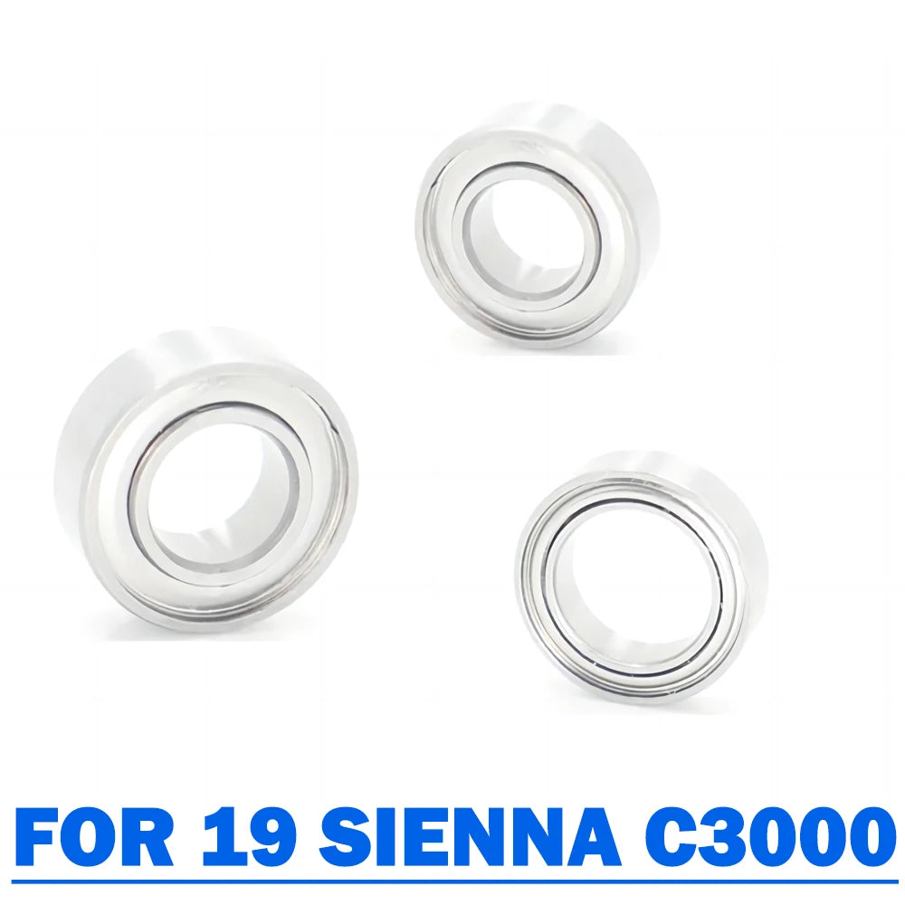 Three metallic bearings on a white background with text 'FOR 19 SIENNA C3000'.