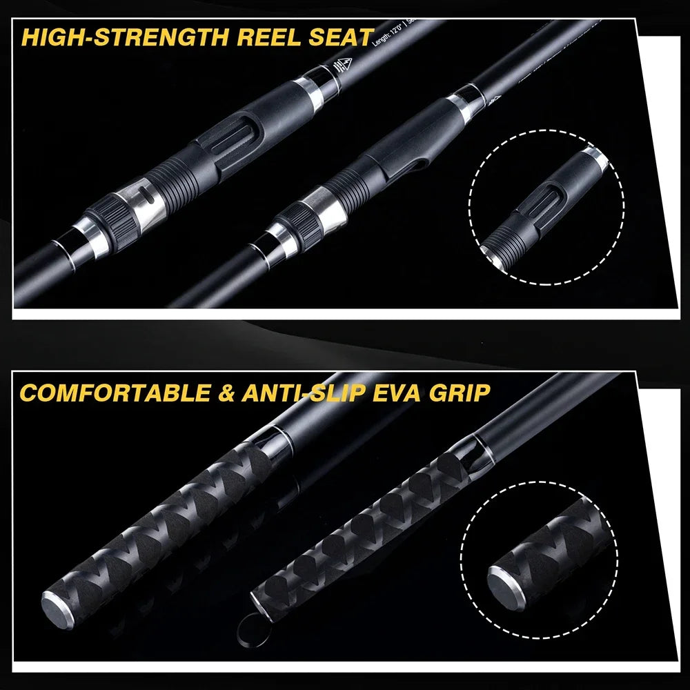 Heavy Duty Carbon Surf Spinning Rod – 12FT–14FT 3-Piece Saltwater Rod