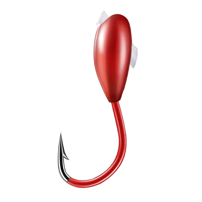 10/20/30PCS Fishing Barbed Hooks with Red Worm Overturned Jig Head