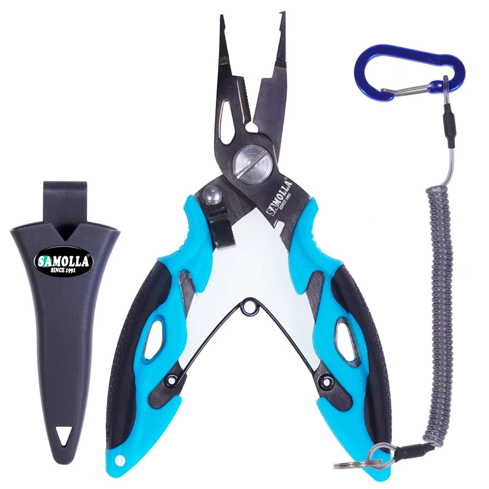 Stainless Steel Fishing Pliers with Cutter, Sheath & Lanyard