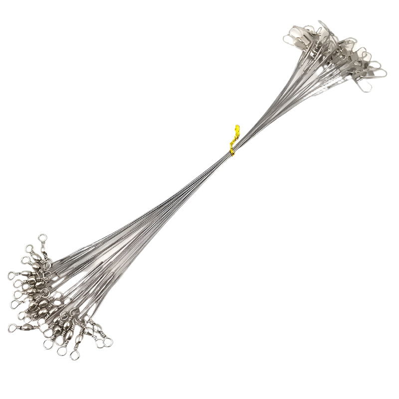 OUTKIT 20PCS Fishing Wire Leader Line – Swivel Tackle for Spinning, Shark, & Predator Fishing