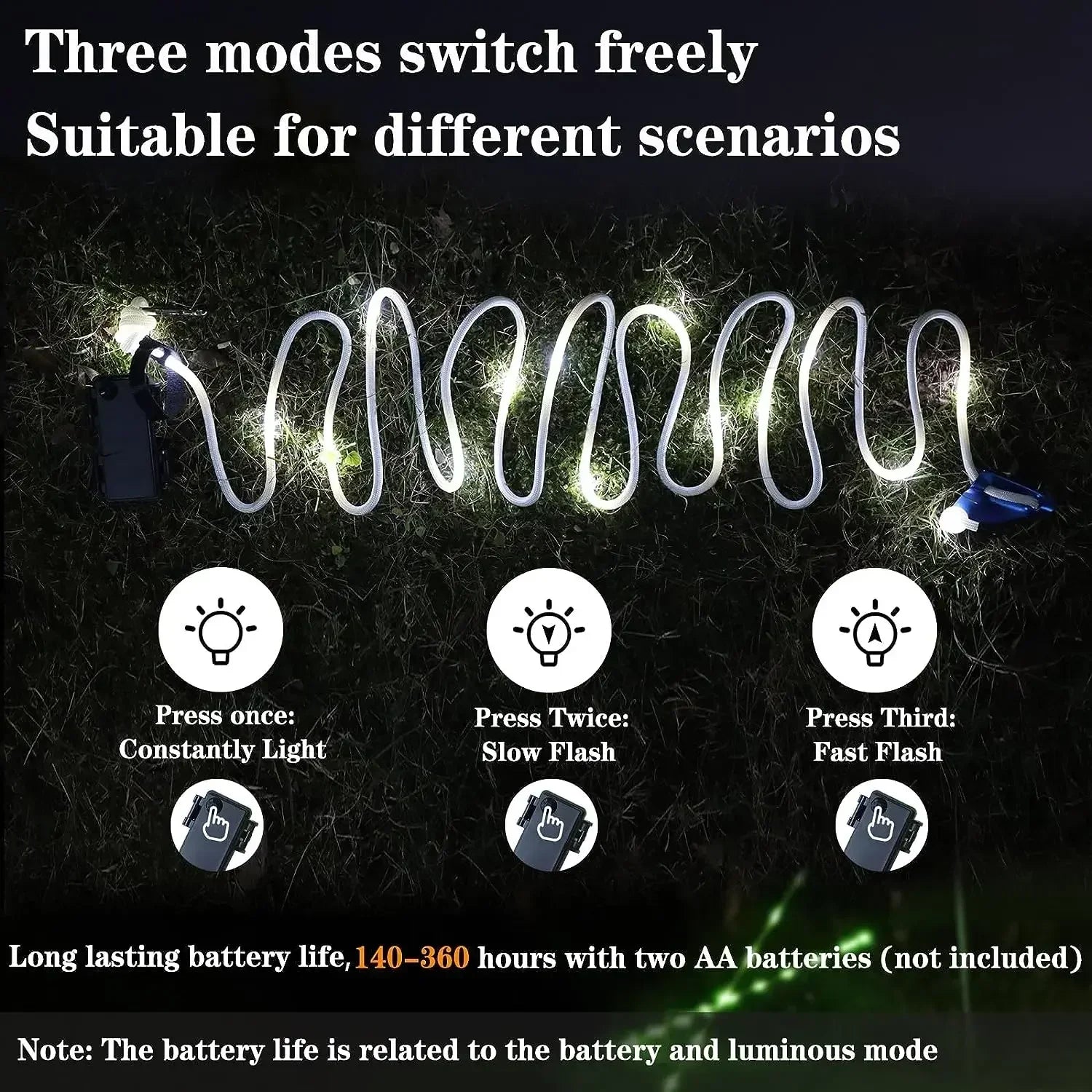 LED Tent Rope Light – Windproof Luminous Camping Line