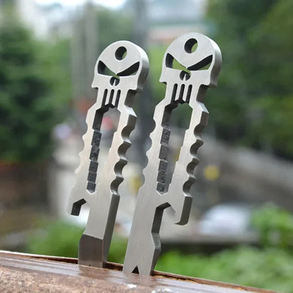 Stainless Steel Skull Crowbar Keychain – Everyday Carry Multi-Tool with Bottle Opener