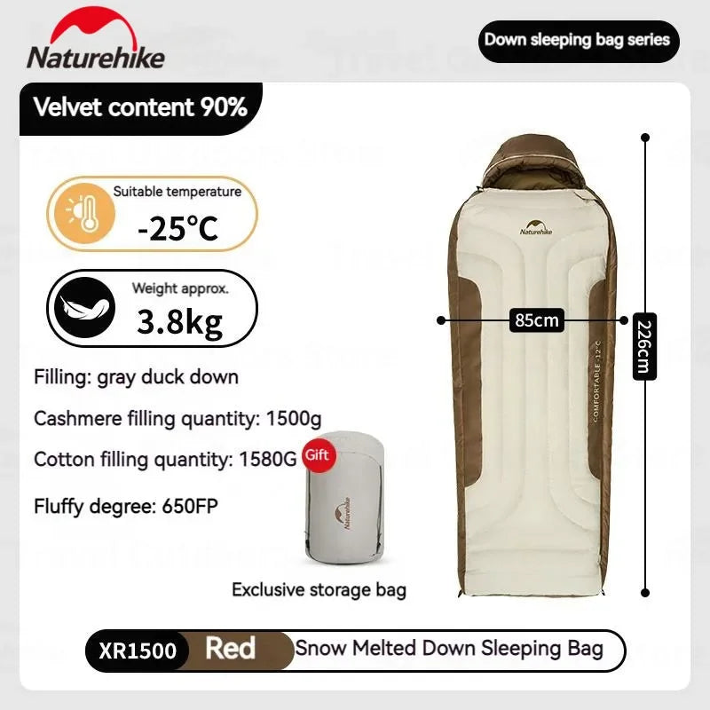 NATUREHIKE Snow Melting Down Sleeping Bag – Winter Mummy Sleeping Bag with Down & Cotton Filling
