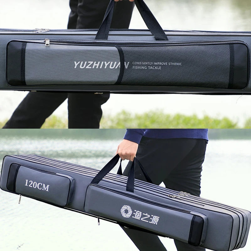Hardshell Fishing Rod Case with 3-Layer Tool Storage