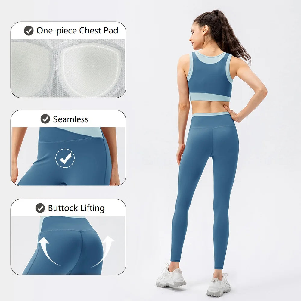 Women’s 2-Piece High-Intensity Yoga Set – Shockproof Bra & High-Waist Activewear Pants