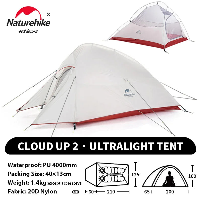 NATUREHIKE Cloud Up 2 Ultralight Waterproof Trekking Tent for Two-Person Camping & Hiking