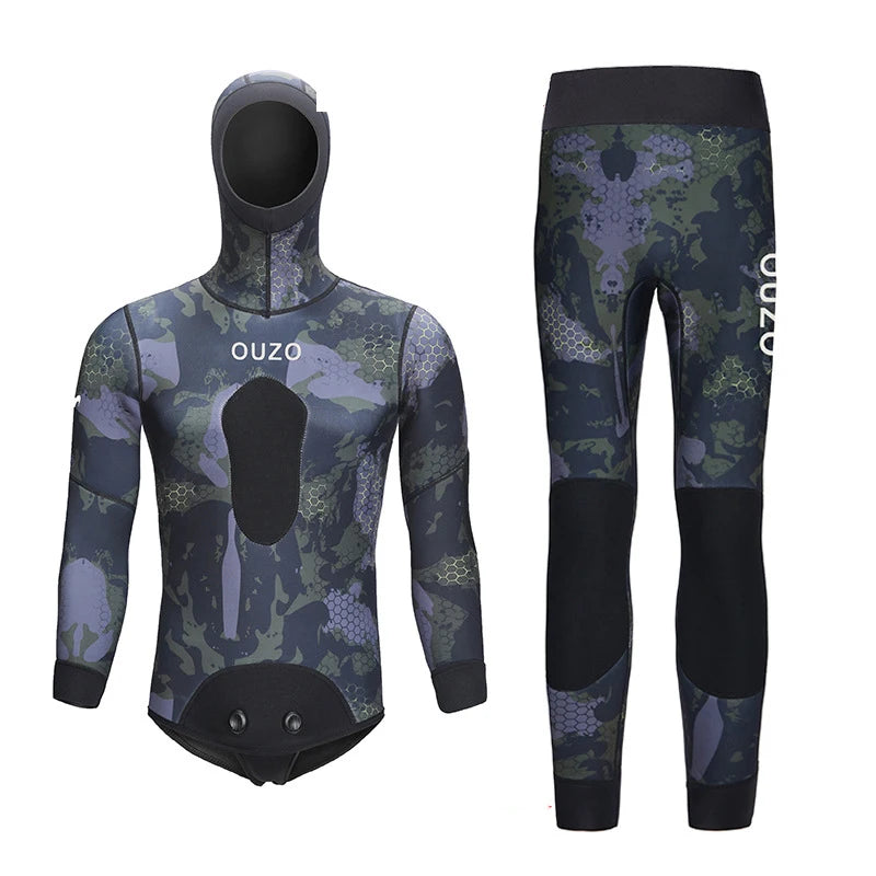 Women's Camo Spearfishing Wetsuit – 1.5mm/3mm Neoprene Two-Piece Diving Suit